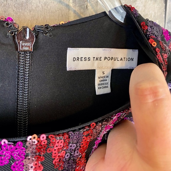 Dress The Population Jayla Sequin Dress in Fuchsia Multi Size Small. - Picture 10 of 13